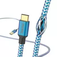 Кабел HAMA Reflective, USB-C мъжко - USB-A мъжко, 480 Mbps, 1.5 м., Син