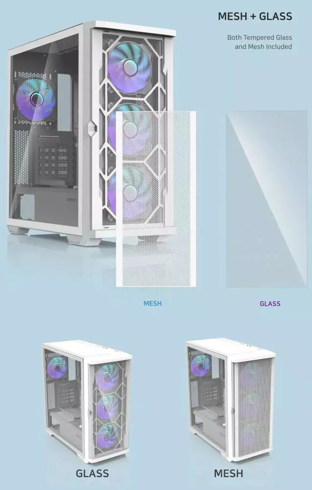  Кутия Zalman Z10 DUO White Mesh/Tempered Glass Case EATX