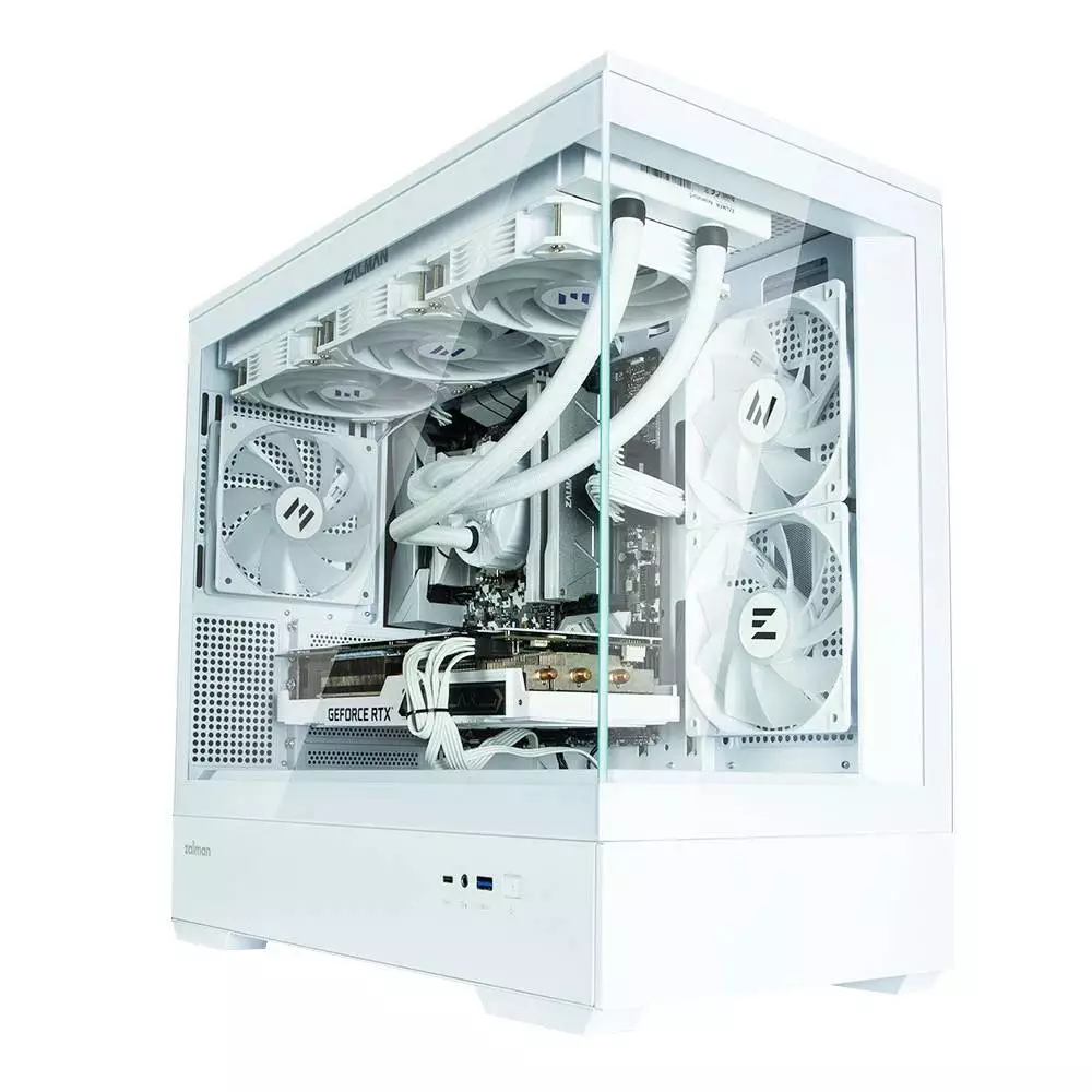 Кутия Zalman P30 White aRGB Case mATX Tempered Glass