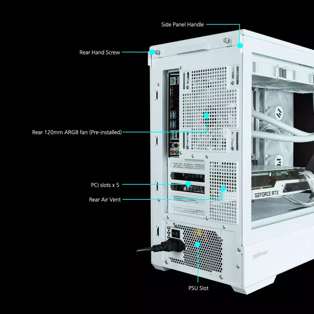 Кутия Zalman P30 White aRGB Case mATX Tempered Glass