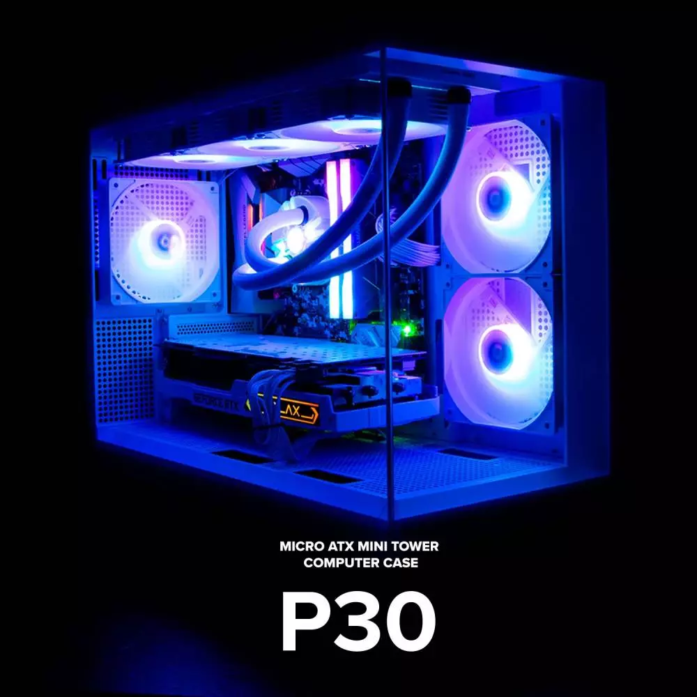 Кутия Zalman P30 White aRGB Case mATX Tempered Glass