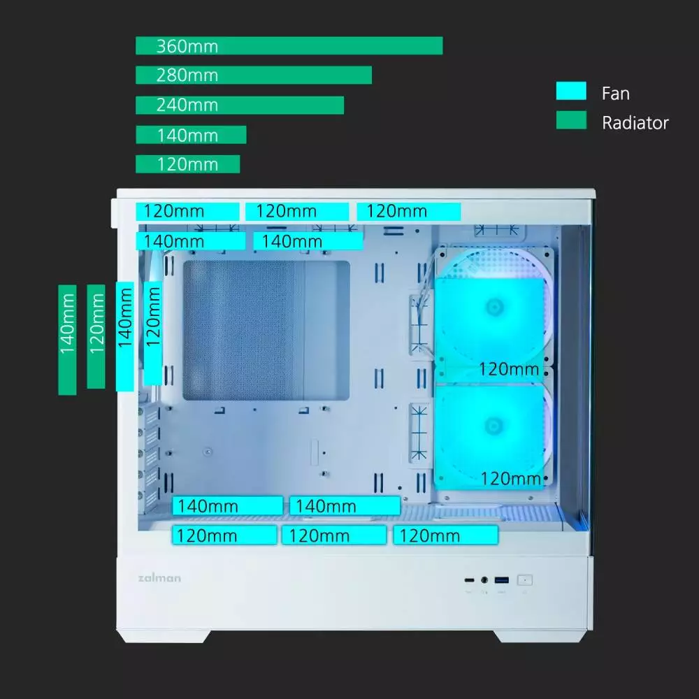 Кутия Zalman P30 White aRGB Case mATX Tempered Glass