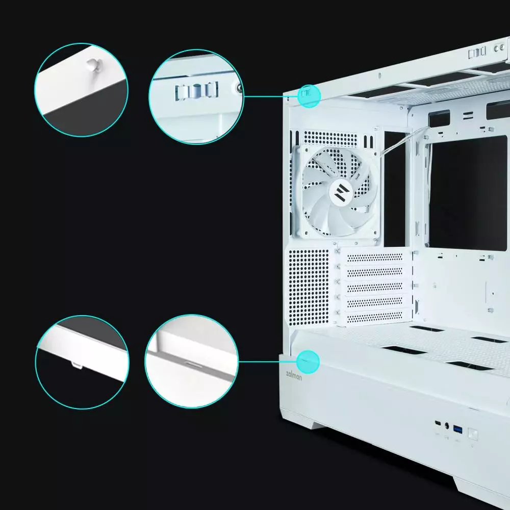 Кутия Zalman P30 White aRGB Case mATX Tempered Glass