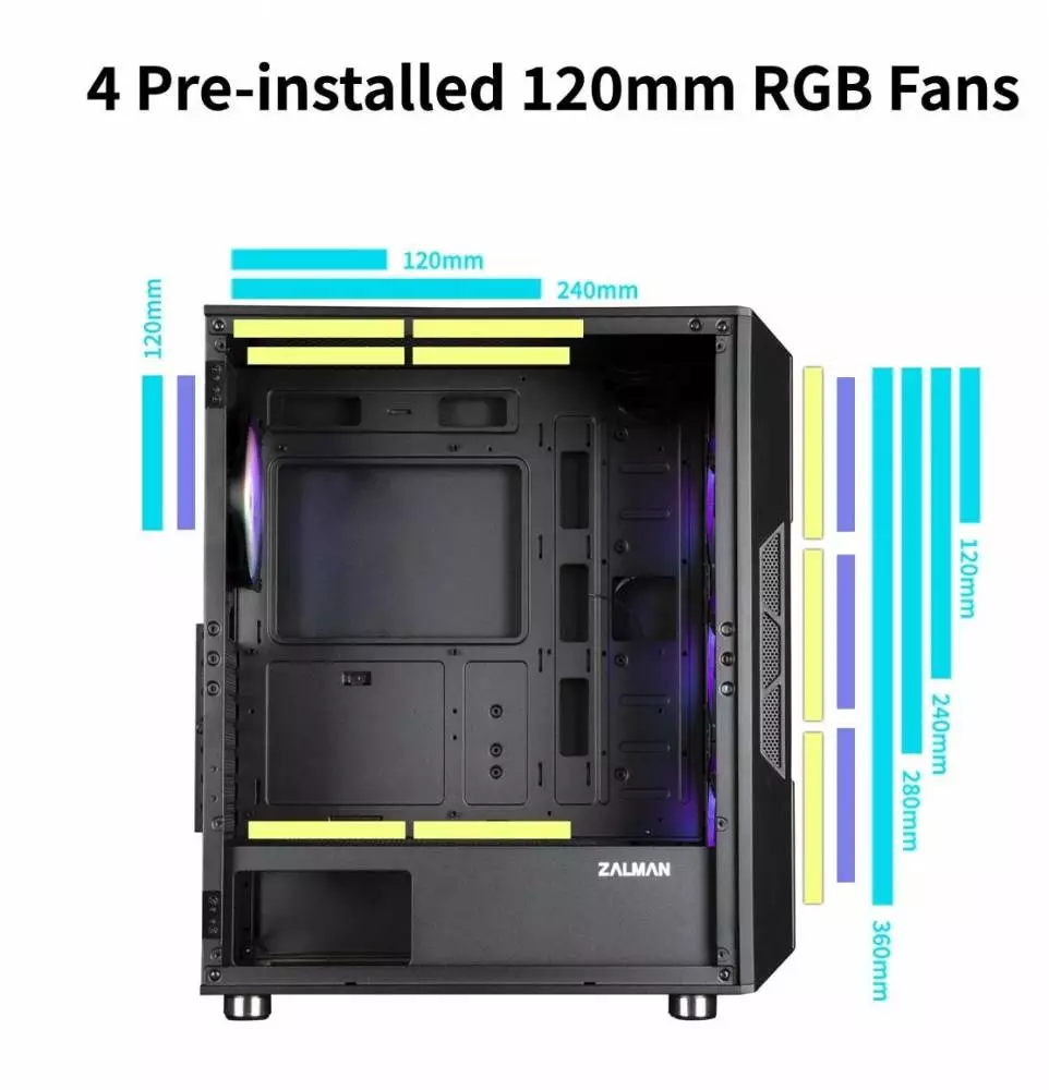 Кутия Zalman I3 NEO Black RGB Mesh Case ATX Tempered Glass