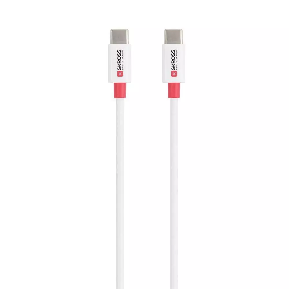 Кабел Skross, USB-C - USB-C 2.0 мъжко, 0.15 м, Бял