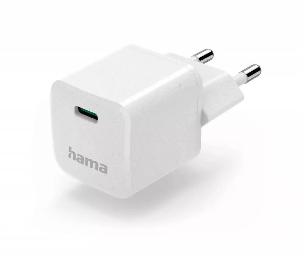 Бързо мини зарядно HAMA "Eco", USB-C (PD) / Qualcomm&reg; 3.0, 25 W, бяло
