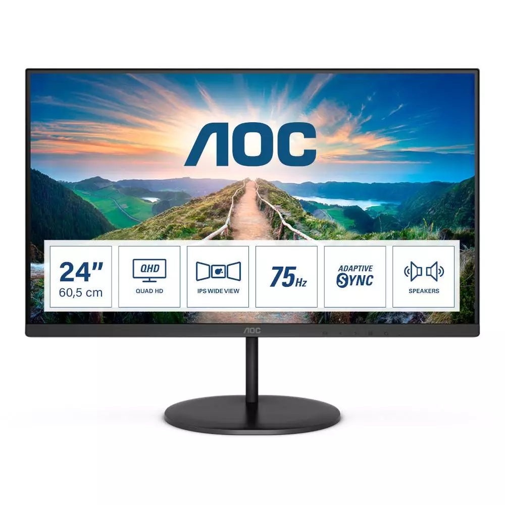 Монитор AOC Q24V4EA, 23.8", IPS, WQHD 2560x1440, 4ms, HDMI, DP