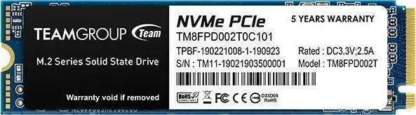 Диск SSD Team Group MP33 PRO 1TB M.2 NVMe PCIe Gen3x4 - TM8FPD001T0C101