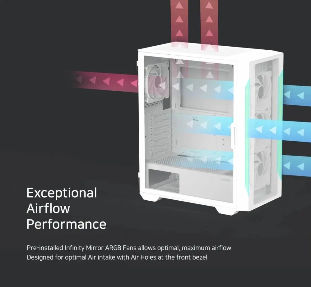 Кутия Zalman I3 NEO TG White aRGB Case ATX Tempered Glass