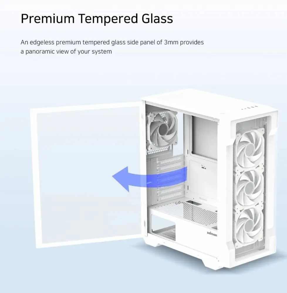 Кутия Zalman I3 NEO TG White aRGB Case ATX Tempered Glass
