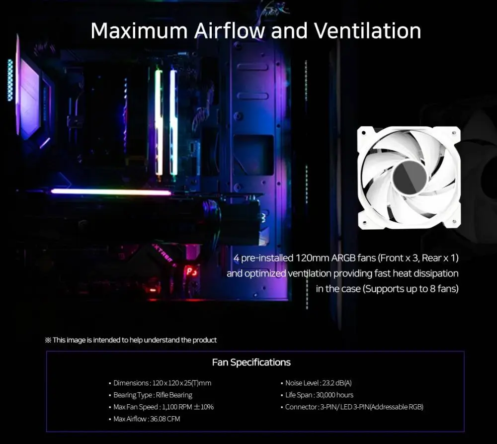 Кутия Zalman I3 NEO TG White aRGB Case ATX Tempered Glass