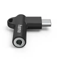 HAMA Адаптер Hama USB-C &ndash; 3,5 mm жак, Aux, 90&deg;, черен