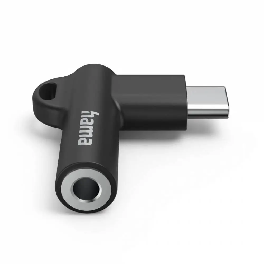 HAMA Адаптер Hama USB-C &ndash; 3,5 mm жак, Aux, 90&deg;, черен
