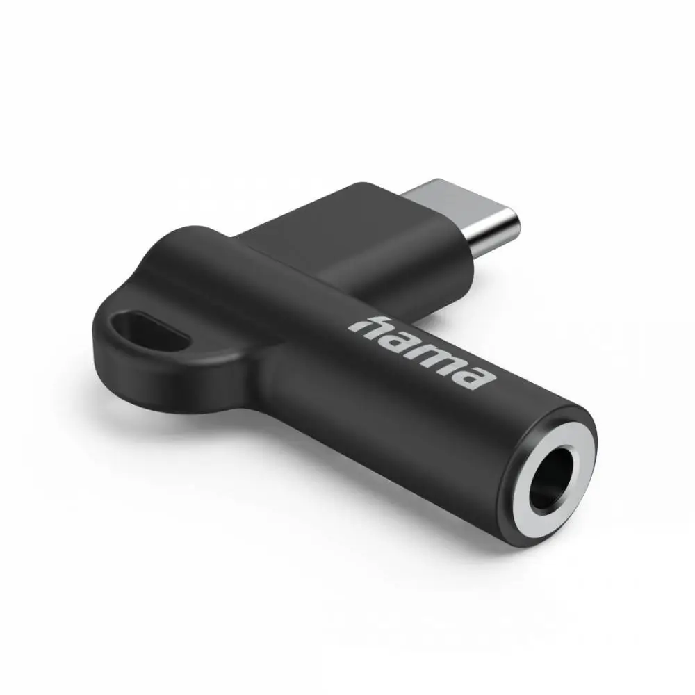 HAMA Адаптер Hama USB-C &ndash; 3,5 mm жак, Aux, 90&deg;, черен