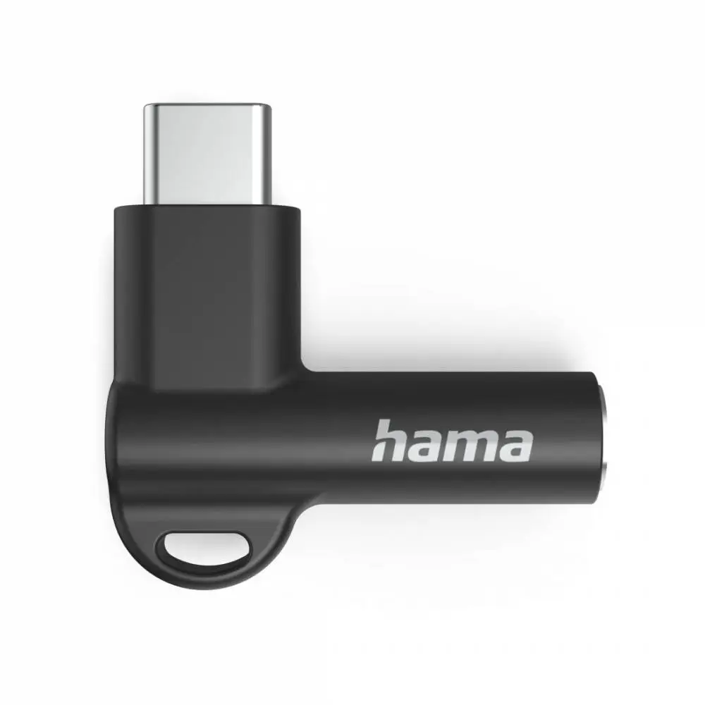 HAMA Адаптер Hama USB-C &ndash; 3,5 mm жак, Aux, 90&deg;, черен