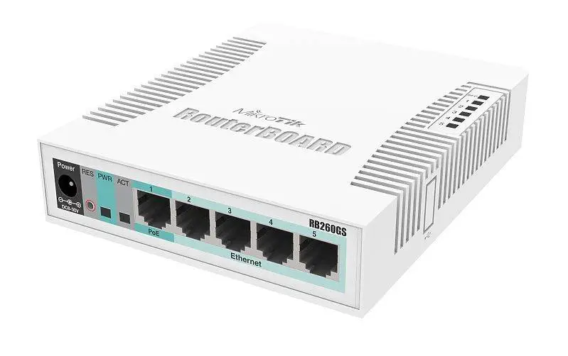 Рутер MikroTik RB260GS CSS106-5G-1SR2, 10/100/1000MBIT, 128 KB, POE, SWOS