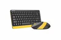 Комплект клавиатура и мишка A4TECH Fstyler F1110, Безжичен, Черен/Жълт