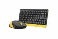 Комплект клавиатура и мишка A4TECH Fstyler F1110, Безжичен, Черен/Жълт