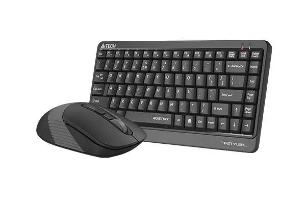 Комплект клавиатура и мишка A4TECH Fstyler F1110Q, Безжичен, Сива