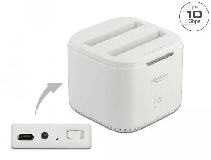 Станция Delock USB-C, За 2 x 2.5&Prime; SATA HDD / SSD, Клониране