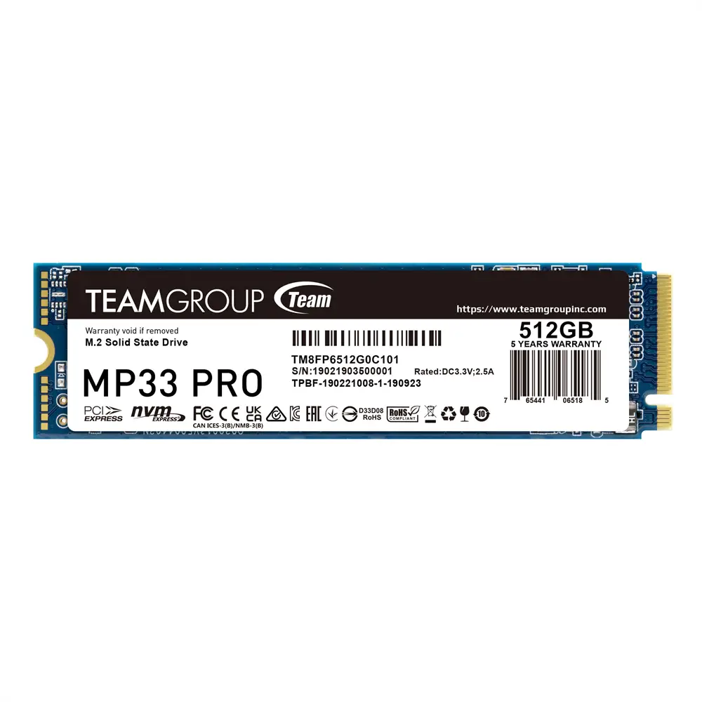 Диск SSD Team Group MP33 PRO 512GB M.2 NVMe PCIe Gen3x4 - TM8FPD512G0C101