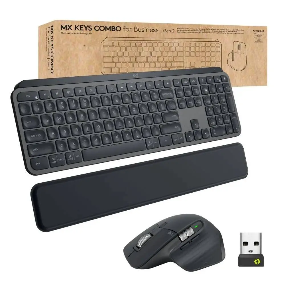 Клавиатура с мишка Logitech MX Keys Bluetooth Combo For Business Gen 2 Graphite US INT - 920-010933 