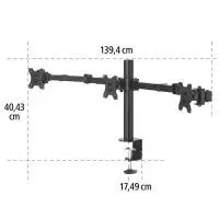 Стойка за монитор HAMA, 3 монитора, регулируемa на височина, 13" - 27"