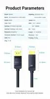 Vention кабел Cable DisplayPort to HDMI 3.0m - 4K, Gold Plated - HFOBI