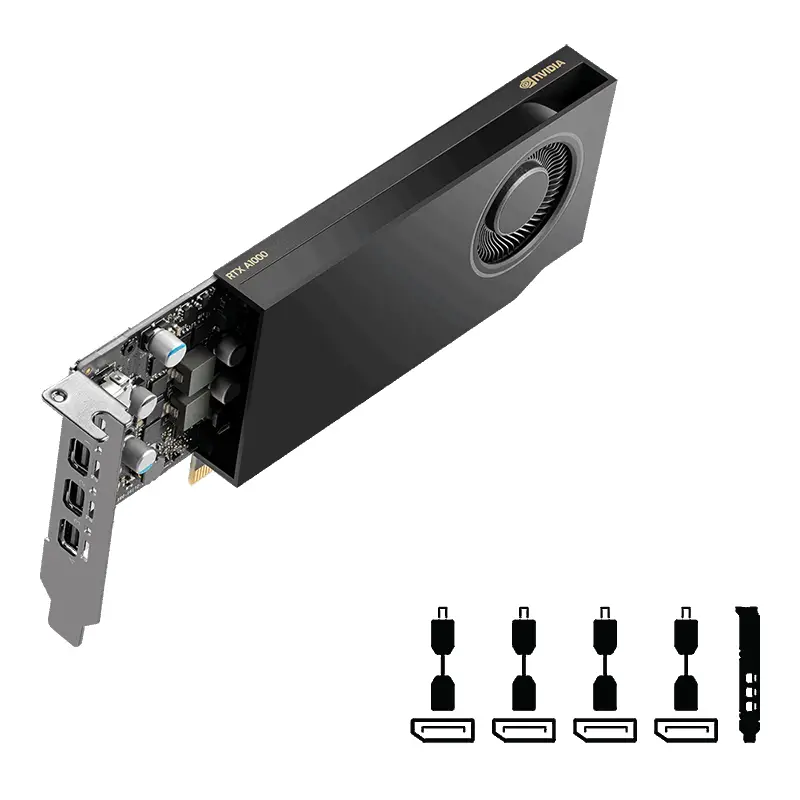 Видео карта PNY VCNRTXA400ATX-PB, RTX A400, 4GB, PCIE 4.0 x8, miniDisplayPort 1.4 (4)