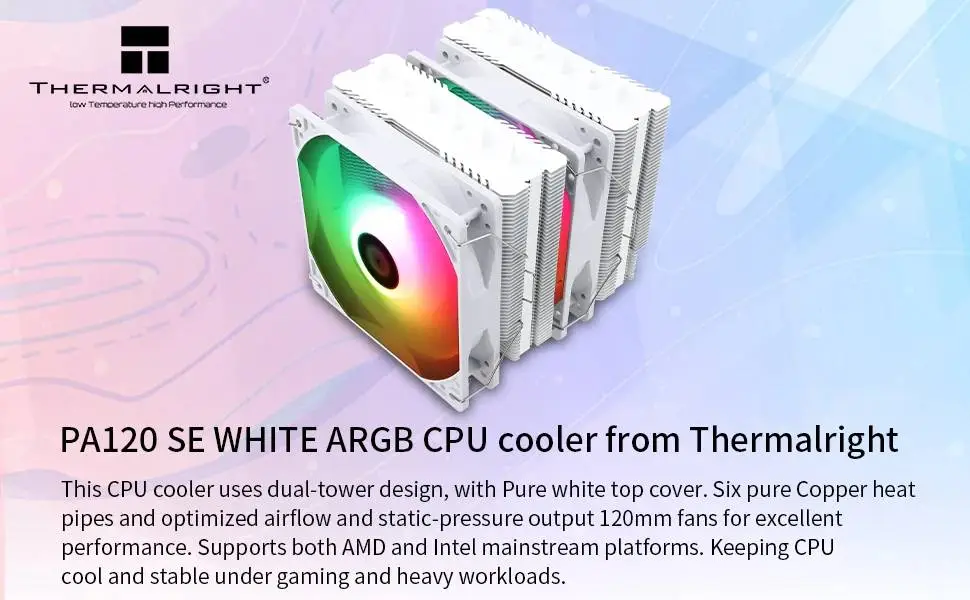 Охладител за процесор Thermalright Peerless Assassin 120 SE ARGB White Dual-Tower CPU Cooler