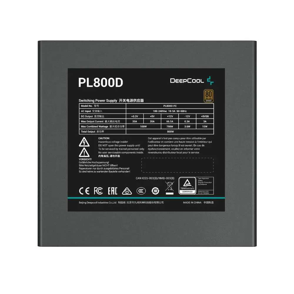 Захранване DeepCool PL800-D 800W 80 Plus Bronze ATX 3.0 PSU