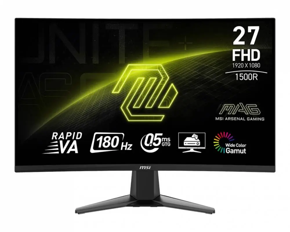 Монитор MSI 27 MAG 27C6F, 27", VA, FHD 1920x1080, 180Hz, 0.5ms, HDR, Adaptive-Sync, HDMI, DP