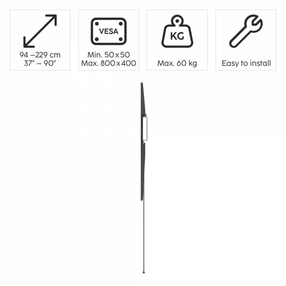 Стенна стойка за TV HAMA, 229 см (90") до 60 кг, 220815