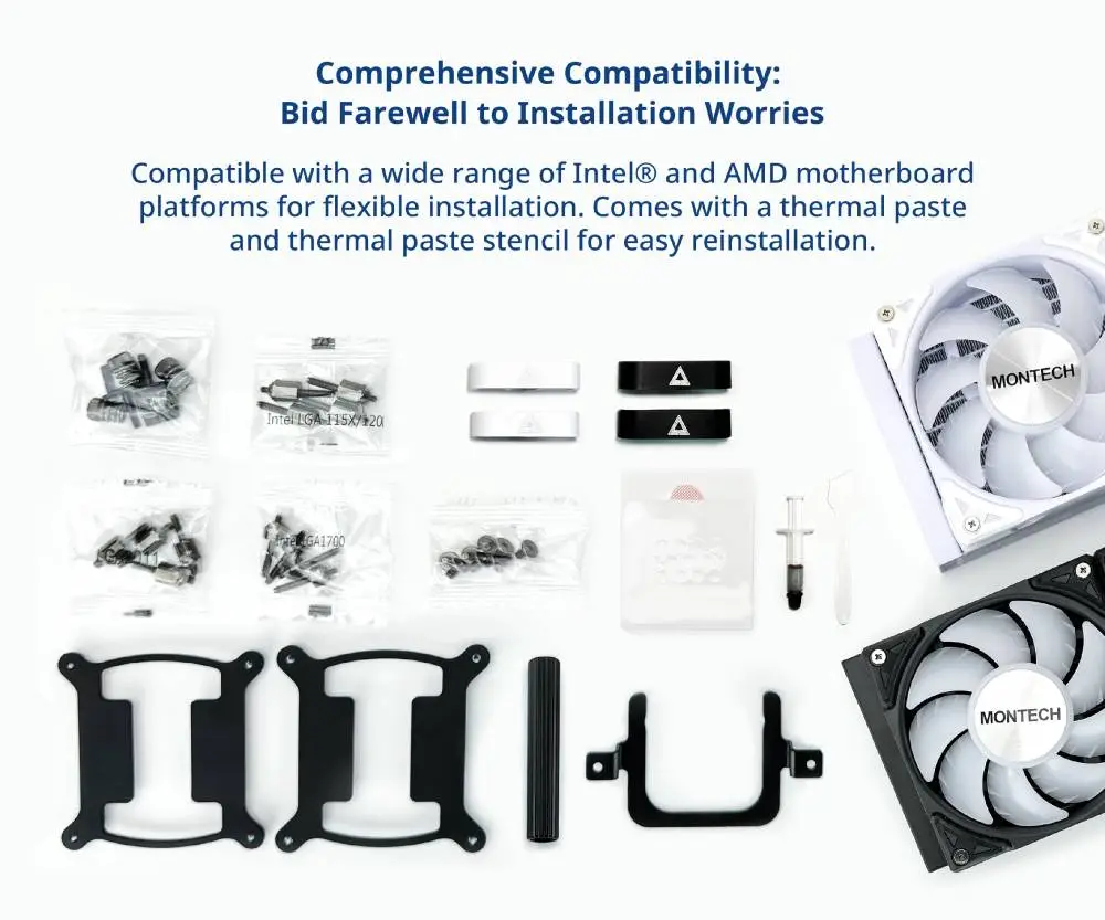 Водно охлаждане за процесор Montech Hyper Flow ARGB 360 CPU Liquid Cooler White