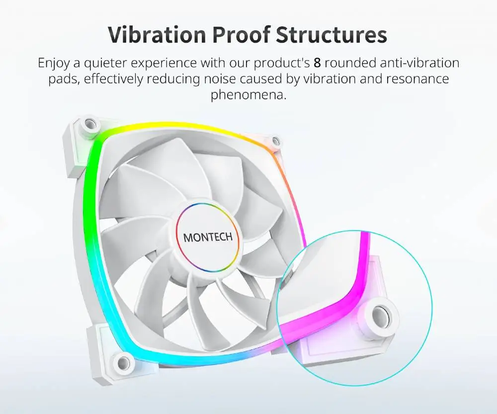 Вентилатор Montech RX140 PWM REVERSE Fan 140mm ARGB White