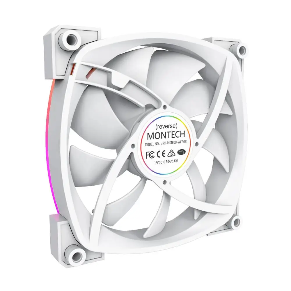 Вентилатор Montech RX140 PWM REVERSE Fan 140mm ARGB White