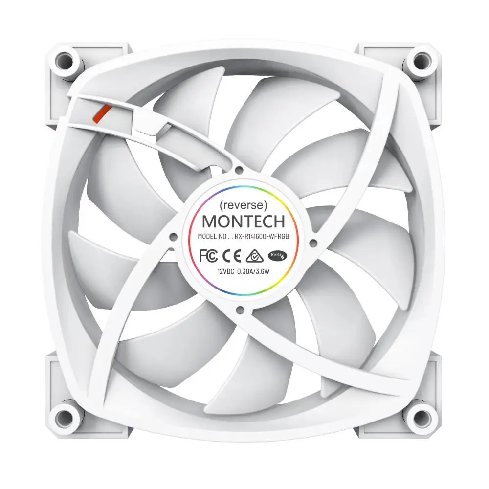 Вентилатор Montech RX140 PWM REVERSE Fan 140mm ARGB White