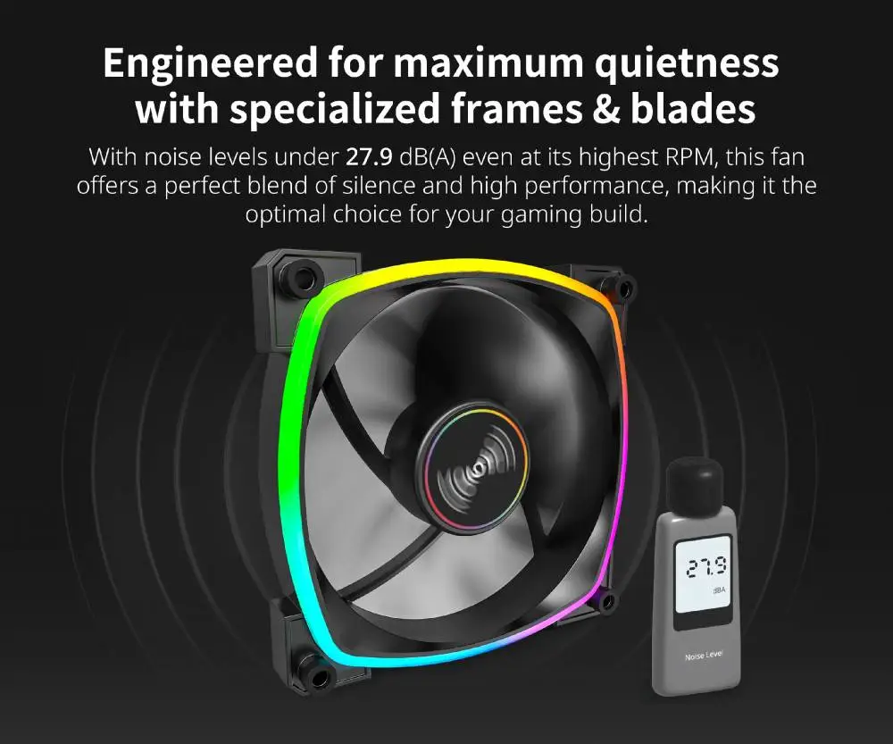 Вентилатор Montech RX140 PWM REVERSE Fan 140mm ARGB Black