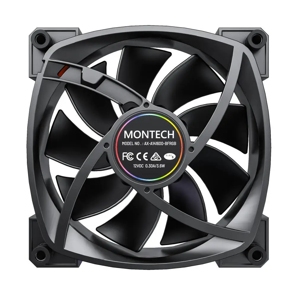 Вентилатор Montech RX140 PWM REVERSE Fan 140mm ARGB Black