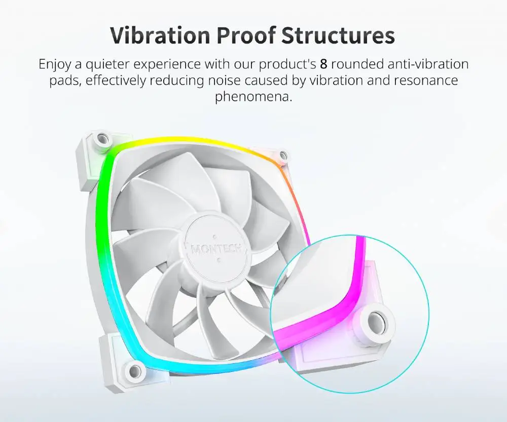 Вентилатор Montech RX120 PWM REVERSE Fan 120mm ARGB White