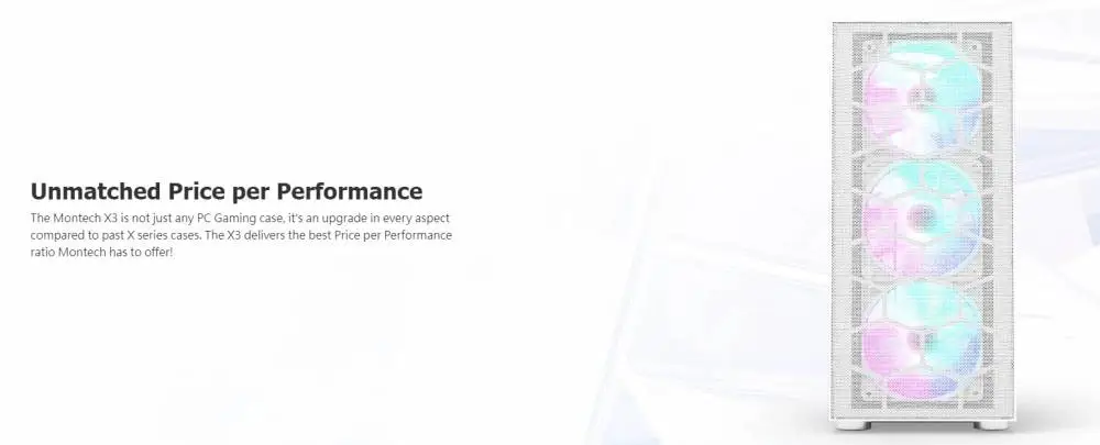 Кутия Montech X3 MESH TG White Mid-tower 6 x Fixed ARGB fans