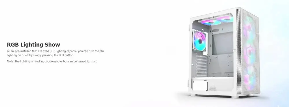 Кутия Montech X3 MESH TG White Mid-tower 6 x Fixed ARGB fans