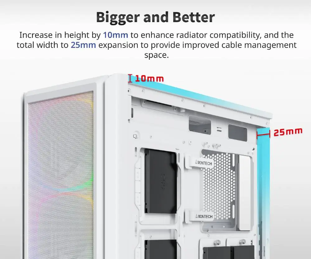 Кутия Montech SKY TWO GX Mid-tower Case TG ARGB White