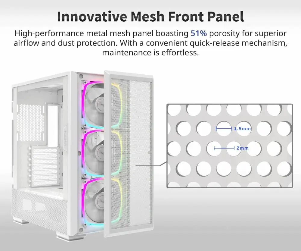 Кутия Montech SKY TWO GX Mid-tower Case TG ARGB White