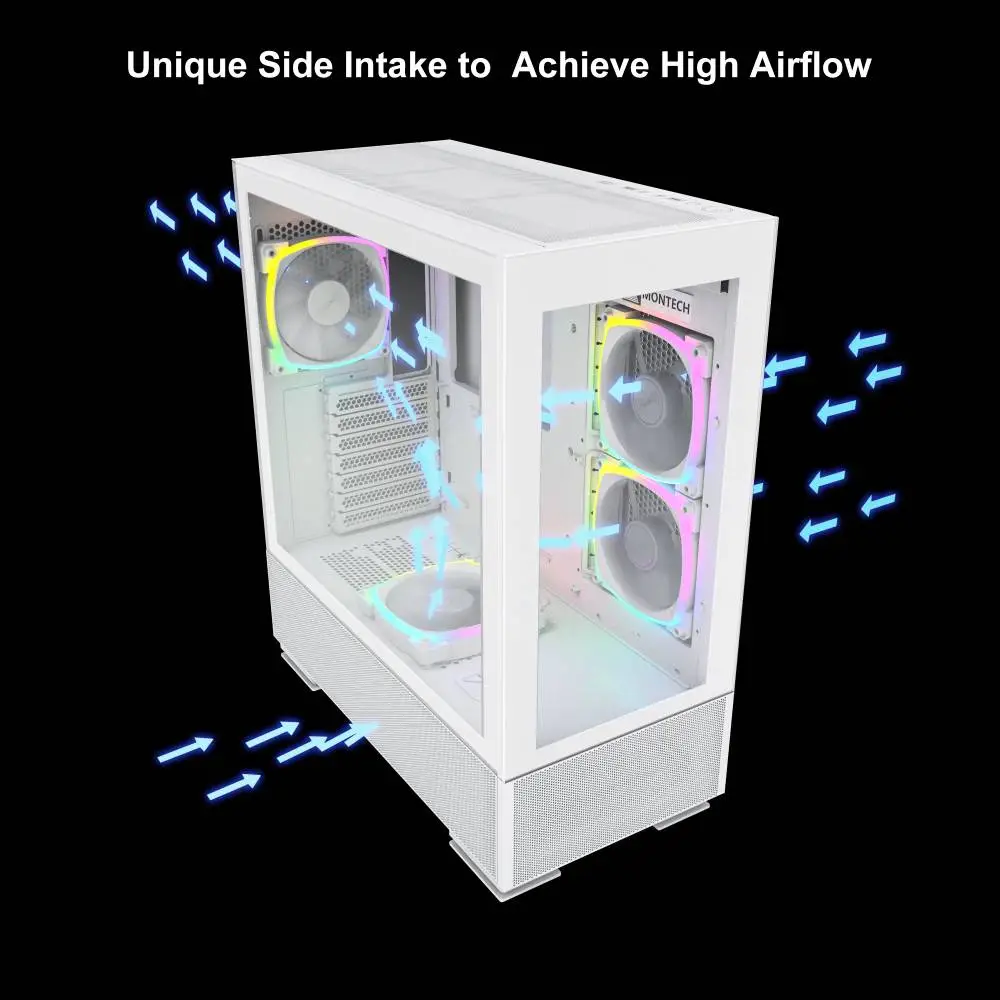 Кутия Montech SKY TWO Mid-tower Case TG ARGB White