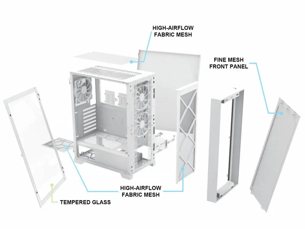 Кутия Montech AIR 1000 LITE Mid-tower Case TG White