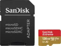 Карта памет SANDISK Extreme microSDXC, 128GB, За Dash Cameras и Drones, SD Adapter