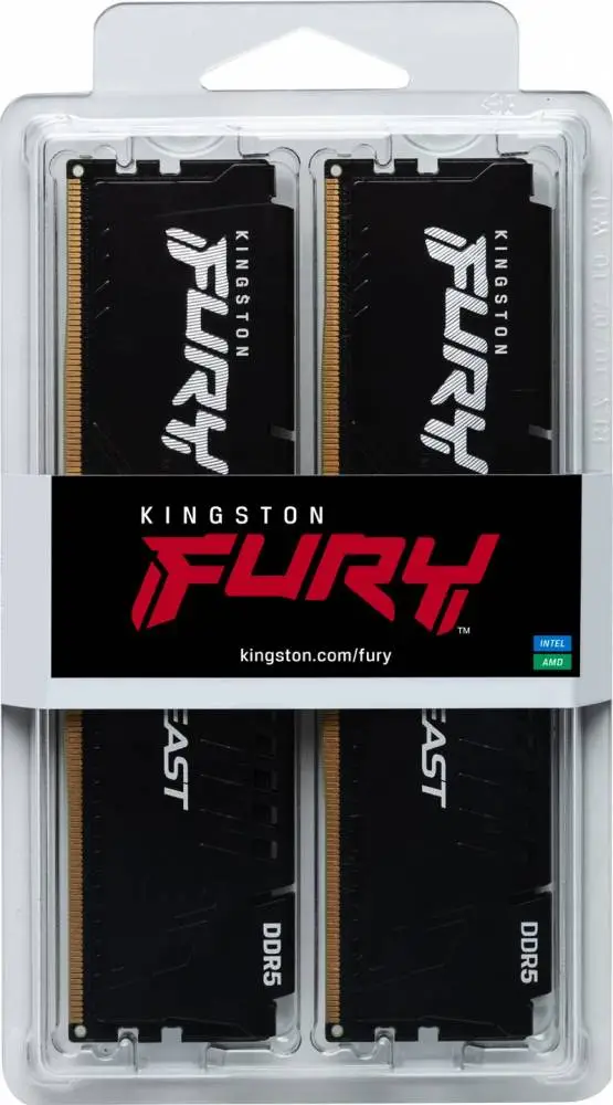 Памет Kingston FURY Beast Black 32GB (2x16GB) DDR5 6000MHz CL36 - KF560C36BBE2K2-32