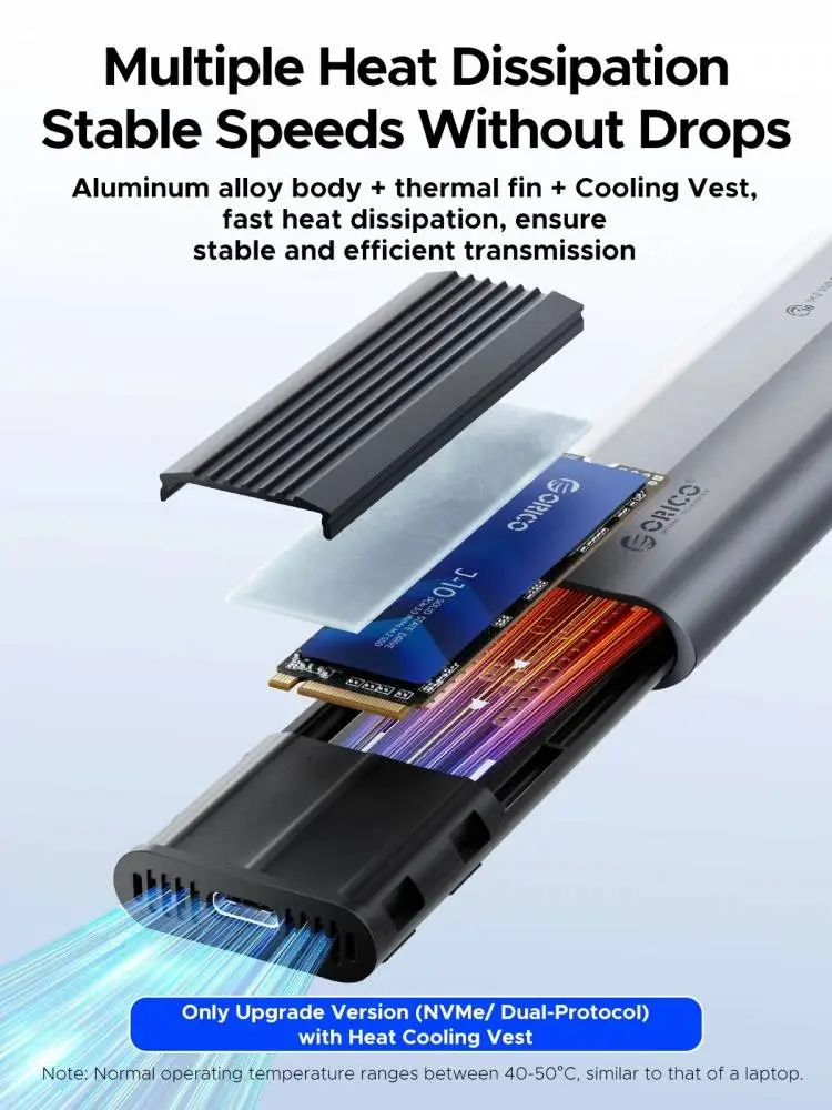 Apacer външна кутия за диск Storage - Case - M.2 NVMe M-key 10 Gbps, Silicone Protective Case, USB-C/A - AXM2-G2-V1-GY