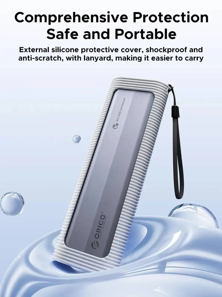 Apacer външна кутия за диск Storage - Case - M.2 NVMe M-key 10 Gbps, Silicone Protective Case, USB-C/A - AXM2-G2-V1-GY